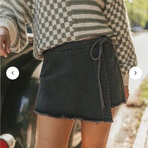 Black Denim Wrap Skort- NEVER WORN
